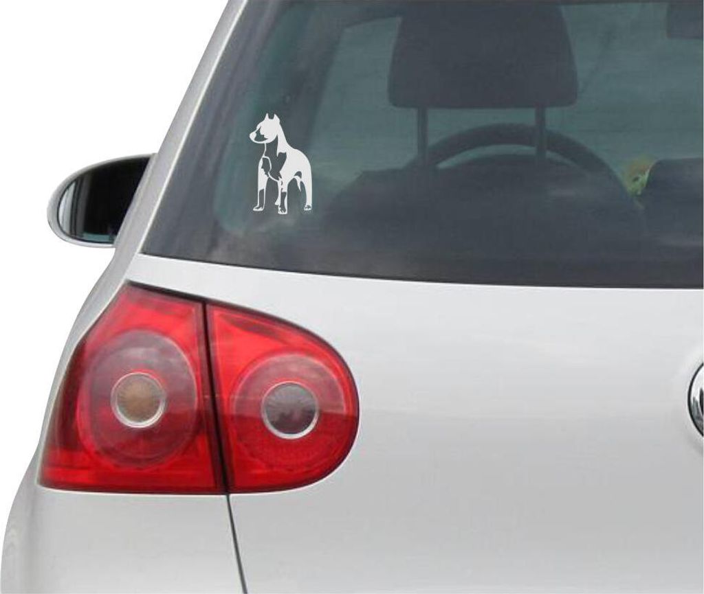 Aufkleber / Autoaufkleber - JDM - Die cut - Pitbull Standing Bull Terrier Hund Decal Auto Sticker - silber - 88mmx144mm