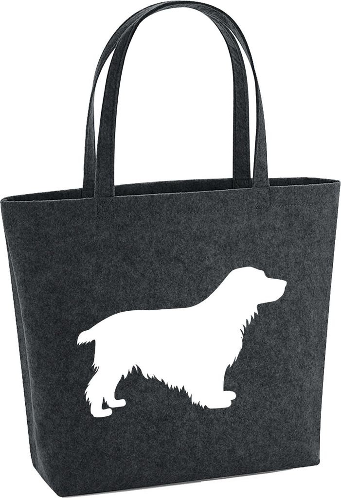 Huuraa Filzshopper English Cocker Spaniel Silhouette 22 Liter Charcoal Melange Filztasche Geschenkidee