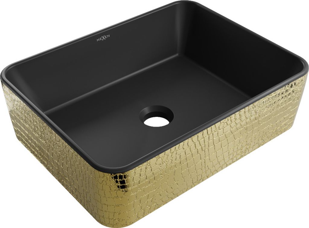 Mexen Catia Aufsatzwaschbecken 48 x 37 cm, schwarz matt/Gold Schuppenmuster - 21314878