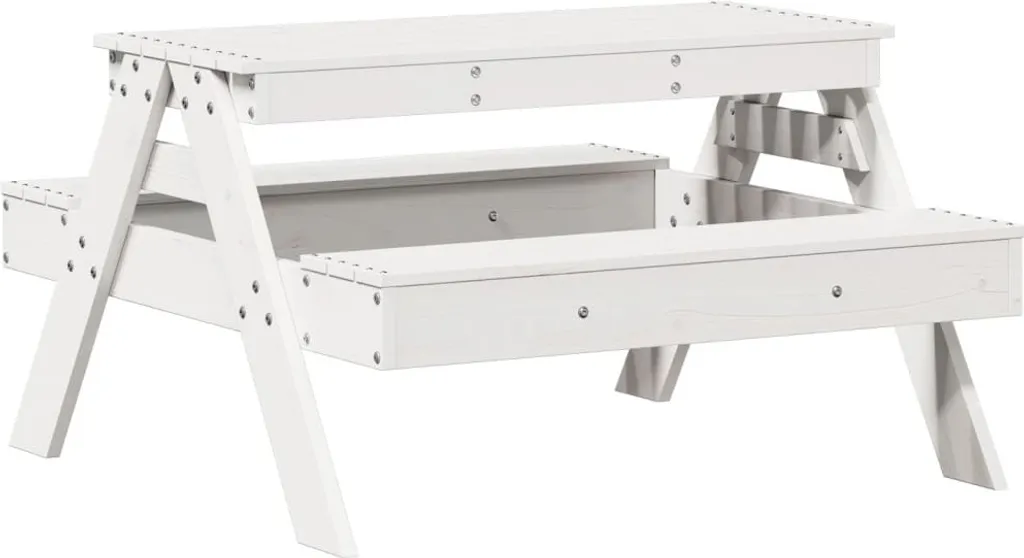 Tavolo Picnic Bimbi in Legno di Pino Bianco 88x97x52 cm - Sogni all'Aperto