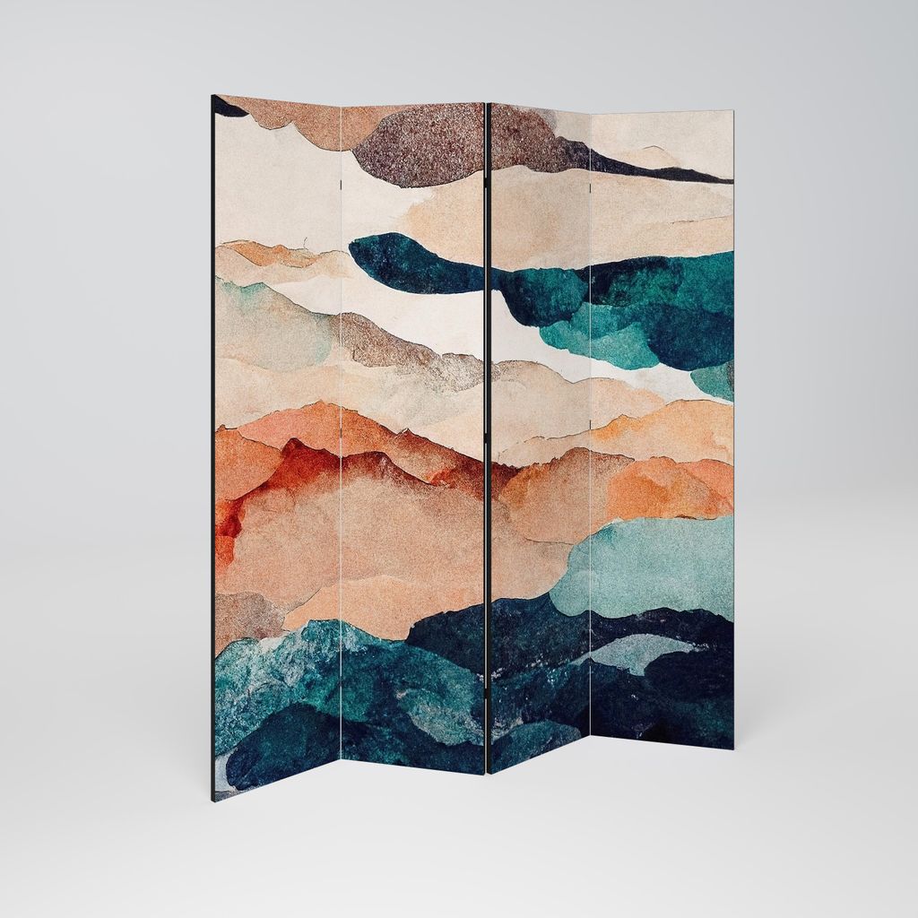 SpaceRebels Paravent Raumteiler - 4-teilig Raumtrenner, Druck 2-Seite - Raumtrenner - Trennwand Wohnung - Room Divider - Spanische Wand Deko Modern...