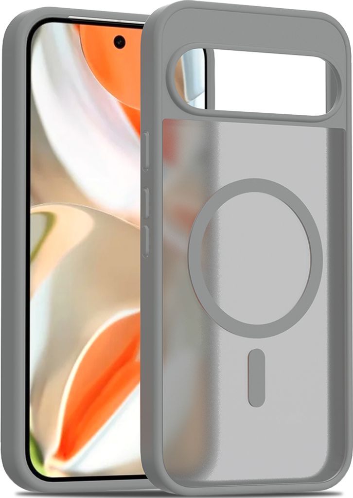 Magnetisch Hülle für Google Pixel 9 Pro XL, Kompatibel mit MagSafe, Transluzente Matt Rückseite Stoßfeste Handyhülle Grau
