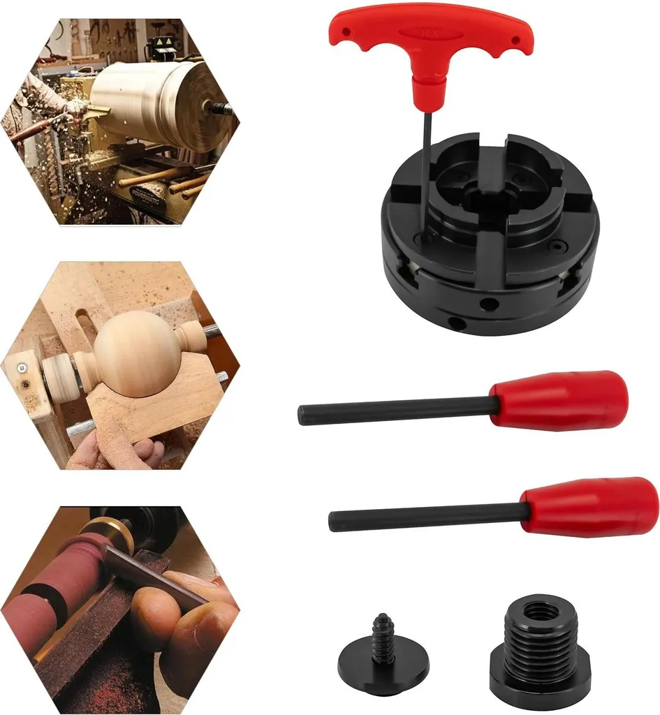Mandrin pour Tour à Bois Polyvalent M33/M18 - Kit 4 Mors Auto-centrant