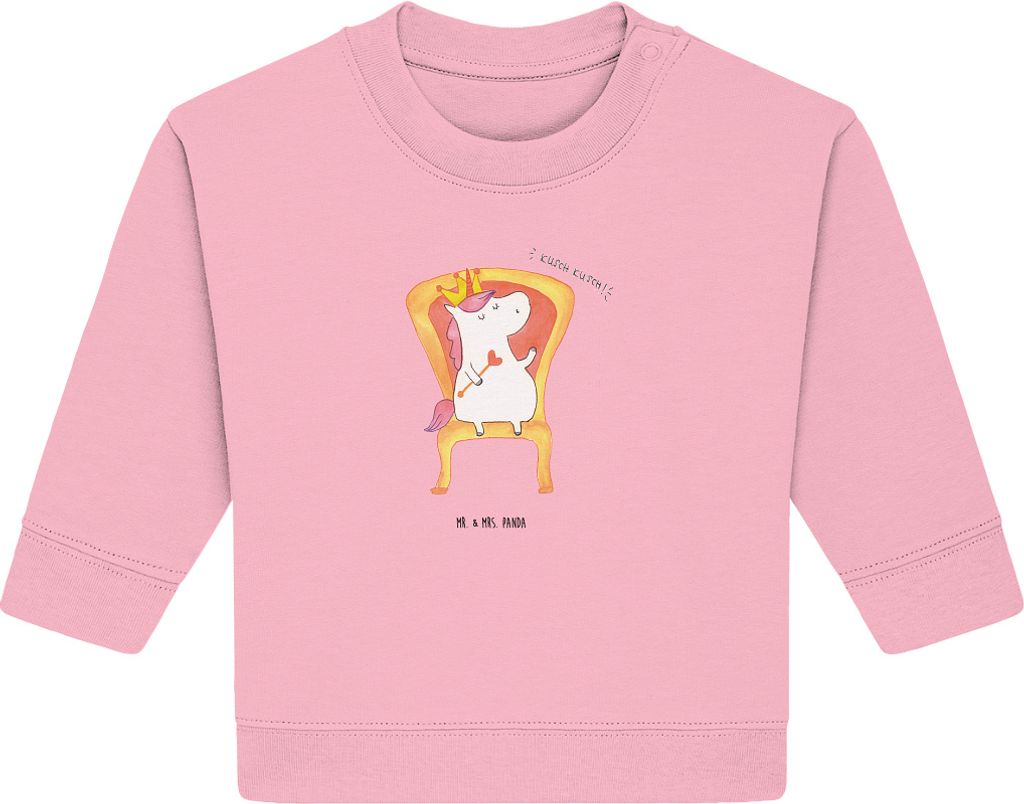 Mr. & Mrs. Panda Organic Baby Pullover Einhorn König 6. - 12. Monat - Baumwolle Pink - Geschenk, Bundeskanzler, Krone, Kaiser, Prinzessin, Unicorn...
