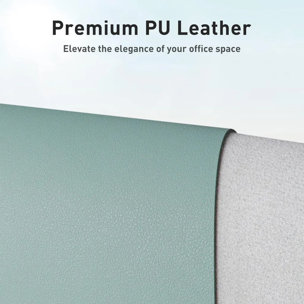 Sous-main Imperméable en Cuir PU Bleu 91x43cm - Surface Antidérapante - 2