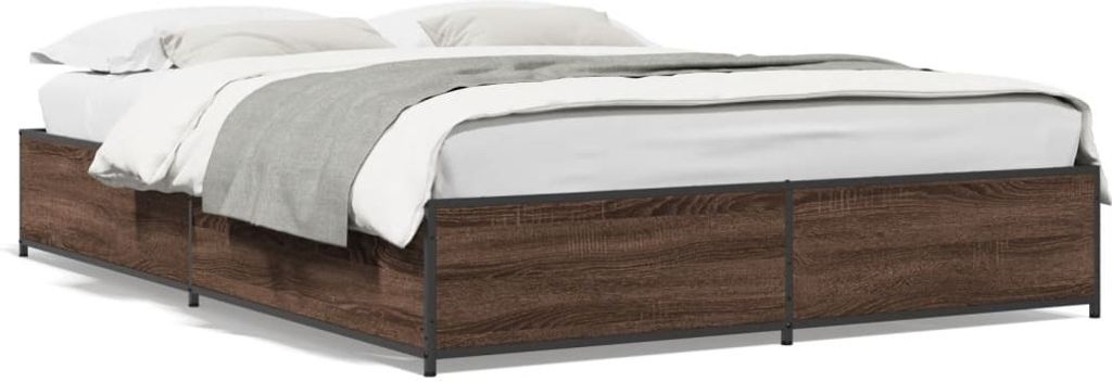 Maison Exclusive - Bettgestell Braun Eichen-Optik 120x190 cm Holzwerkstoff Metall