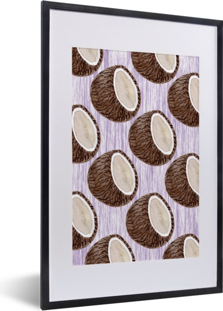 MuchoWow® Gerahmtes Poster Kokosnuss - Frucht - Lila 40x60 Produktbild 