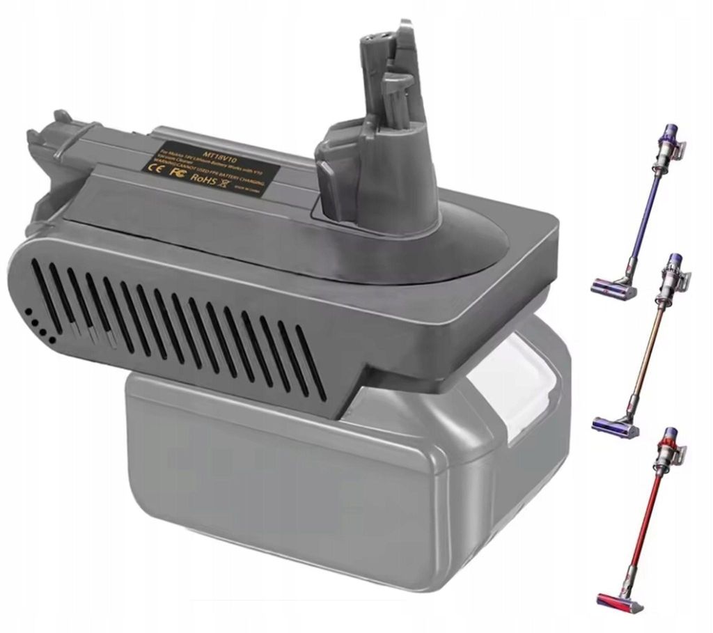 Rosfix Adapter – Batteriekonverter 18V für Dyson V10 | ABS-Material, Schutzsystem | Kompatibel mit Makita BL1840, BL1850, BL1860
