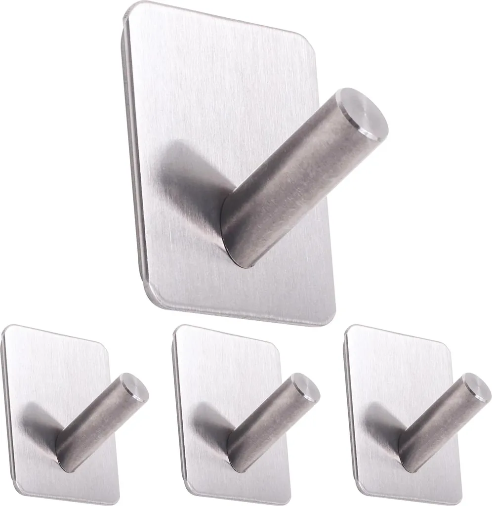 Crochet mural autocollant en acier inox - Set de 4 pièces pour maison