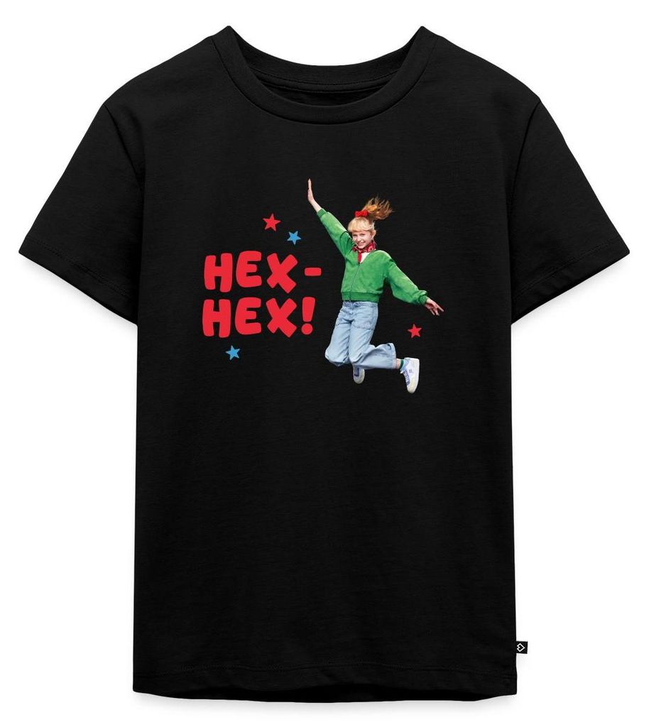 Spreadshirt Bibi Blocksberg Film Bibi Springt Mit Hex Hex! Kinder Premium T-Shirt, 110/116 (4 Jahre), Schwarz