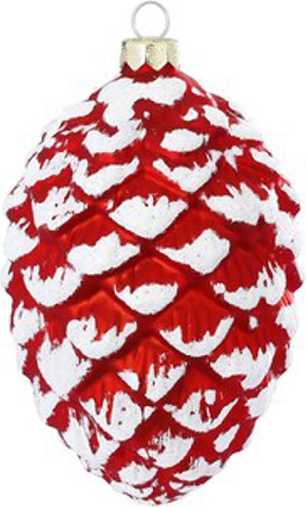 Christbaumschmuck Glas Zapfen 12.5cm rot / weiß Produktbild 