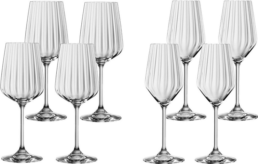 Spiegelau Lifestyle 4x Weißwein + 4x Champagner Gläser