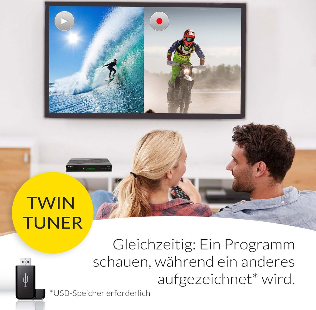 Xoro HRS 9194, Twin HD DVB-S2 Receiver, schwarz, PVR Ready Produktbild 6
