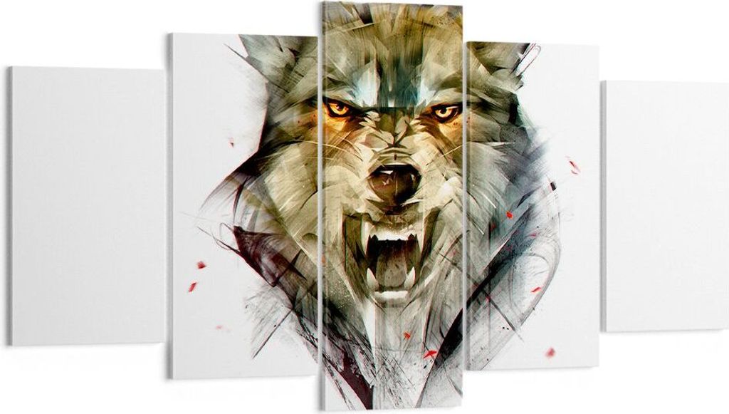 Bild auf Leinwand - Leinwandbild - Wolf Tier Wald - 160x85cm - Wand Bild - Wanddeko - Wandbilder - Leinwanddruck - Bilder - Kunstdruck - Wanddekora...