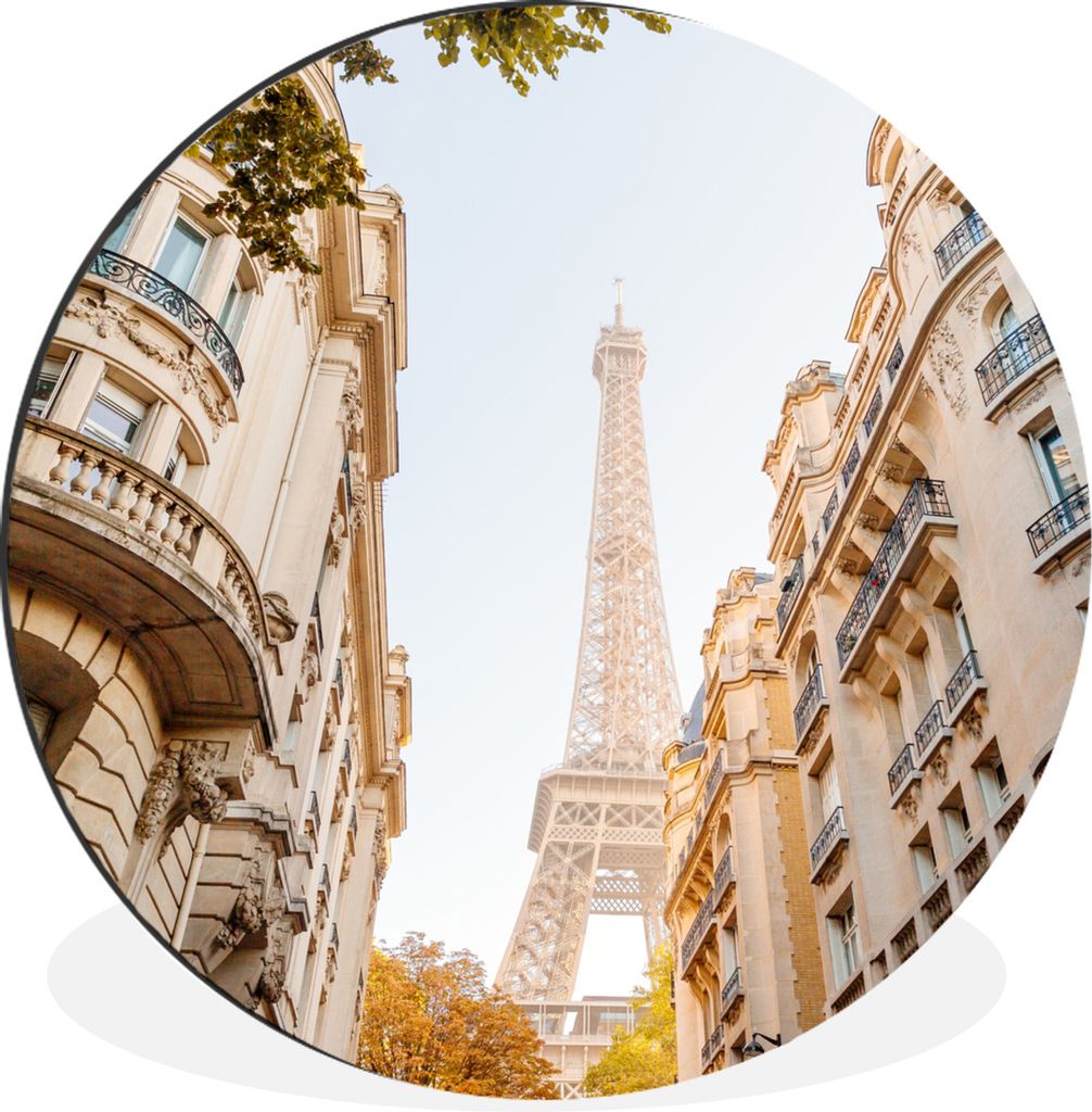 MuchoWow Aluminium Wandkreis Frankreich - Eiffelturm - Paris Ø 90 cm Wanddeko Modern Wohnzimmer - Mauerkreis - Wandbilder - Runde Bild - Bild au...
