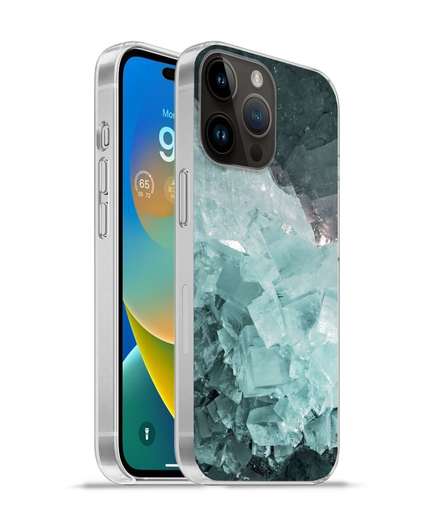MuchoWow Handyhülle Schutzhülle Hülle für Apple iPhone 14 Pro Max Naturstein - Kristalle - Luxus Silikon Softcase Handy Hülle - Hardcover