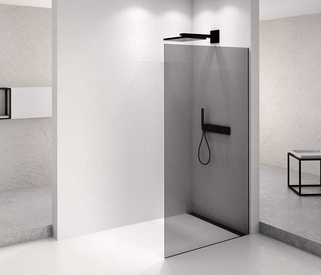 Polysan ARCHITEX BLACK MATT Duschabtrennung 1062 mm, graues Glas