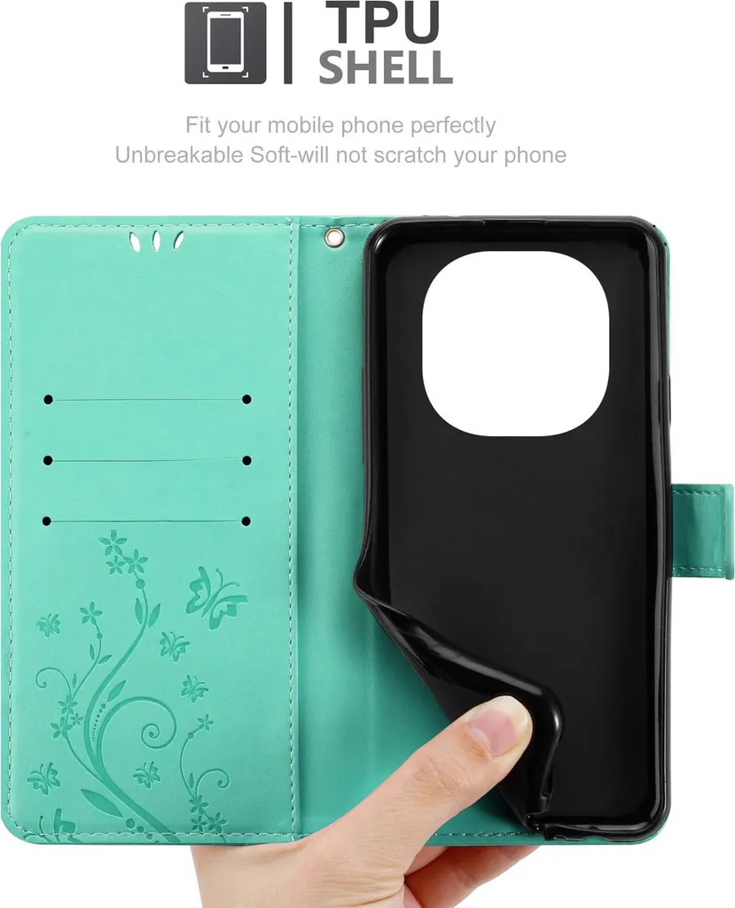 Custodia Xiaomi RedMi Note 14 Pro 4G Libro Cadorabo Turchese Floreale