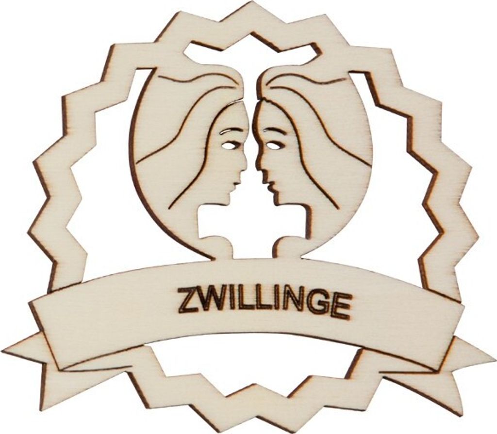 Fensterbild: Sternzeichen Zwillinge-Gemini, gezackt gerahmt