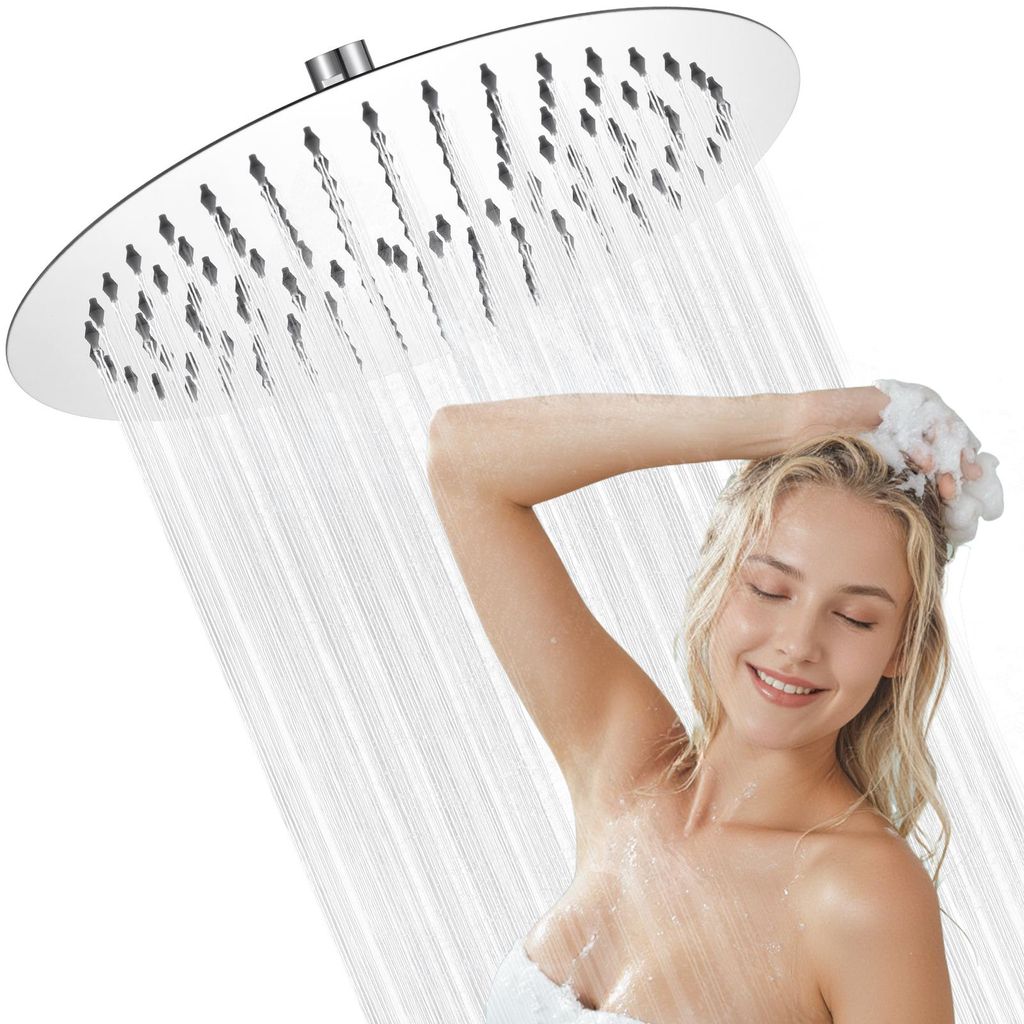 DERW Regendusche Duschkopf (10 Zoll), Edelstahl runder Produktbild 