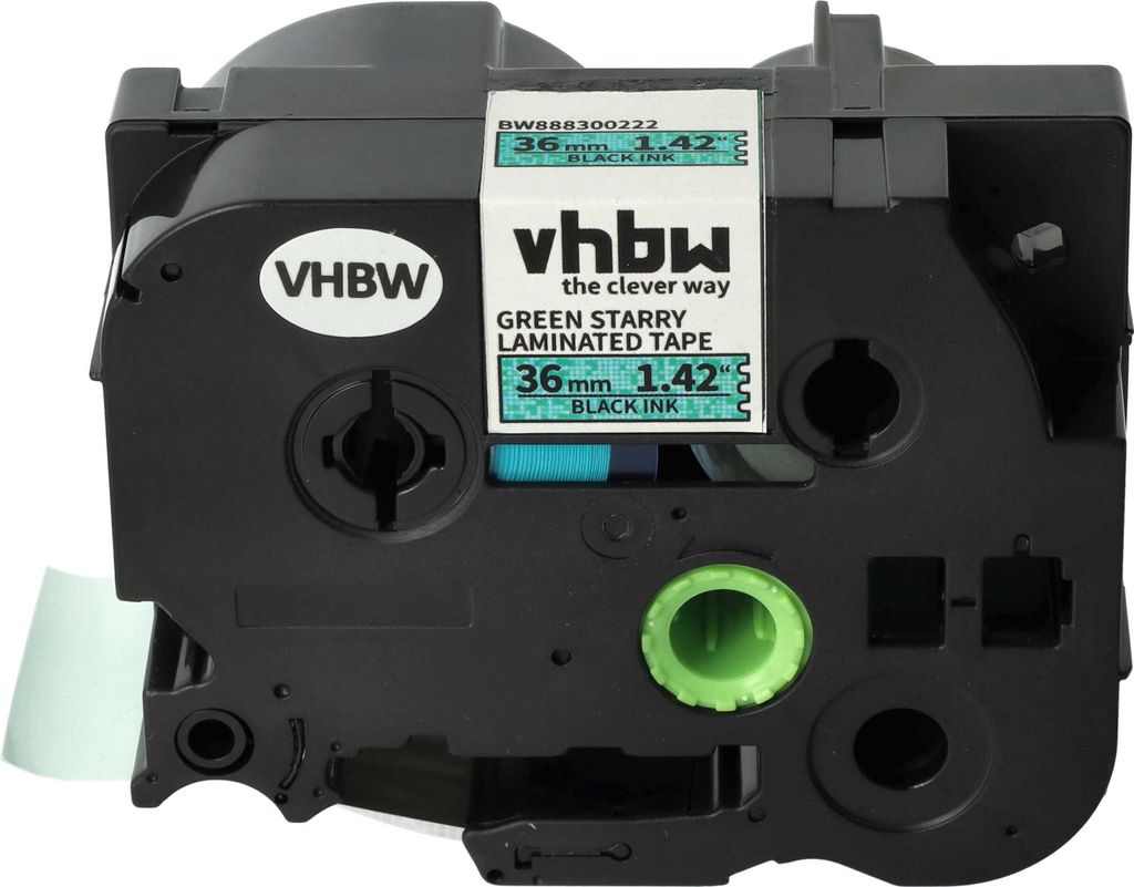 vhbw Schriftband-Kassette kompatibel mit Brother PT 9700PC, 9800PCN, RL700S, E550W, 9500pc Etiketten-Drucker 8m x 36mm Schwarz auf Grün, Laminiert