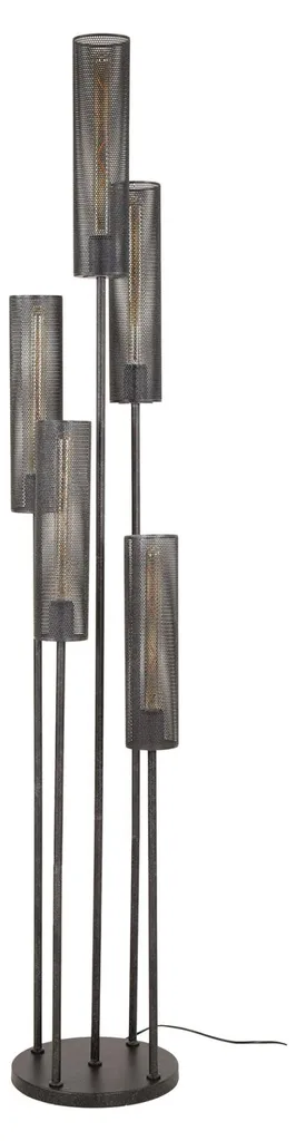 Lampadaire Tube Noir FURNLUX 172 cm en Métal Moderne avec Socle Stable 32cm