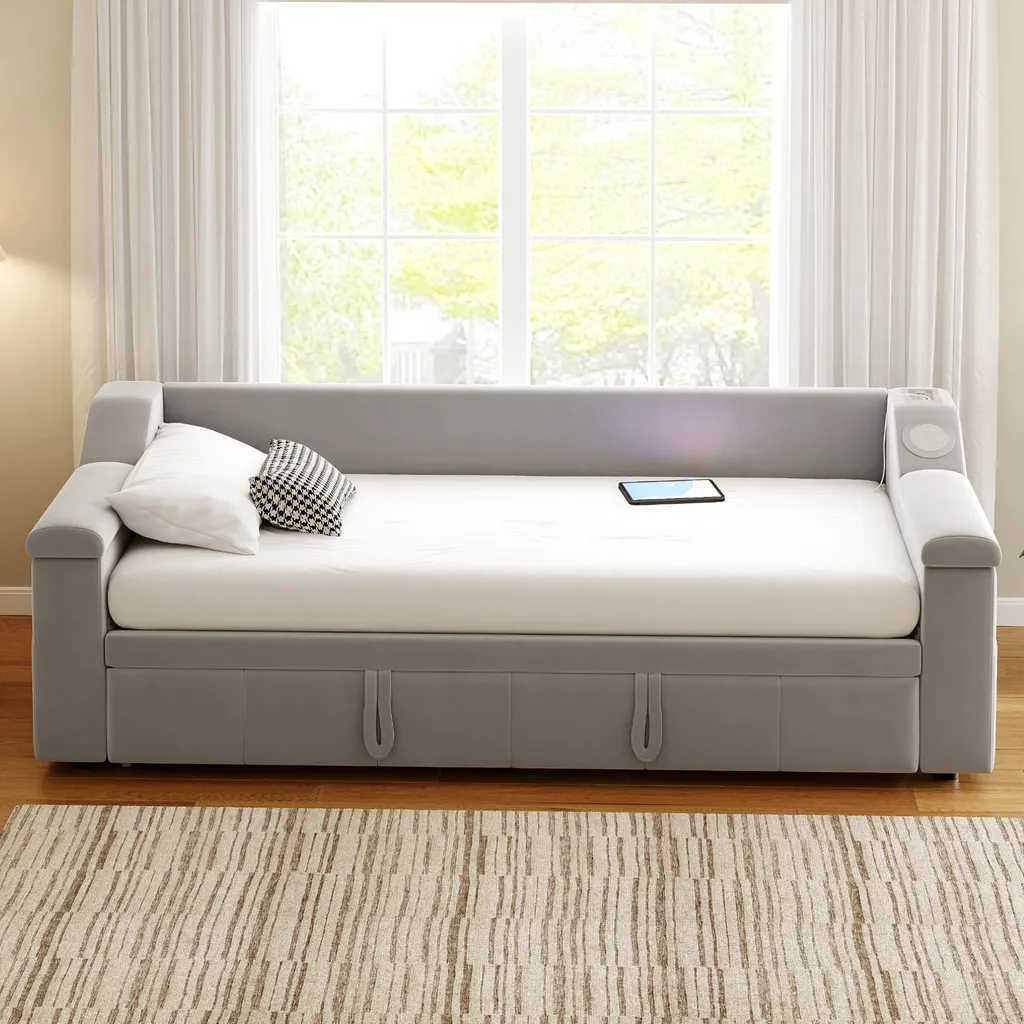 Optimisez votre Studio avec ce Lit 90x190cm Gigogne Bluetooth et USB