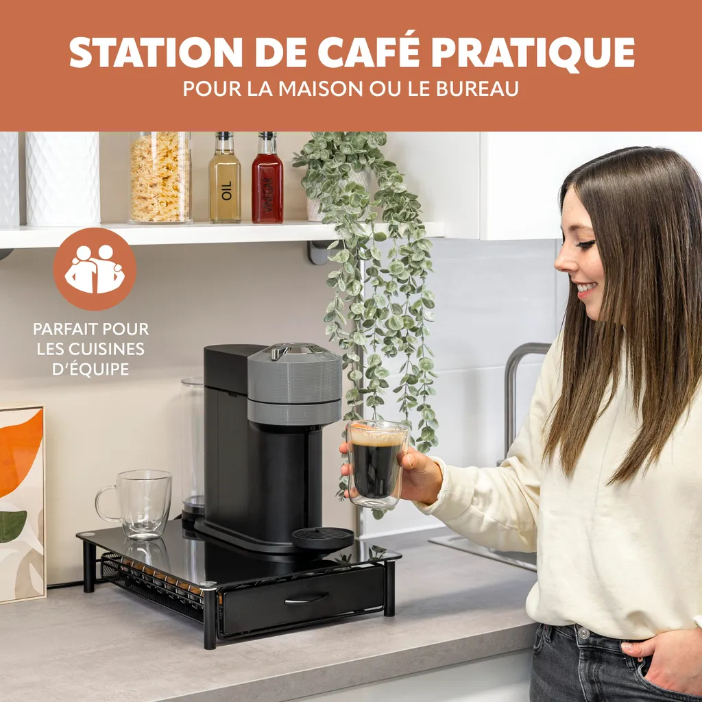 Rangement capsules Nespresso Vertuo - Support de Machine pour Plan Travail