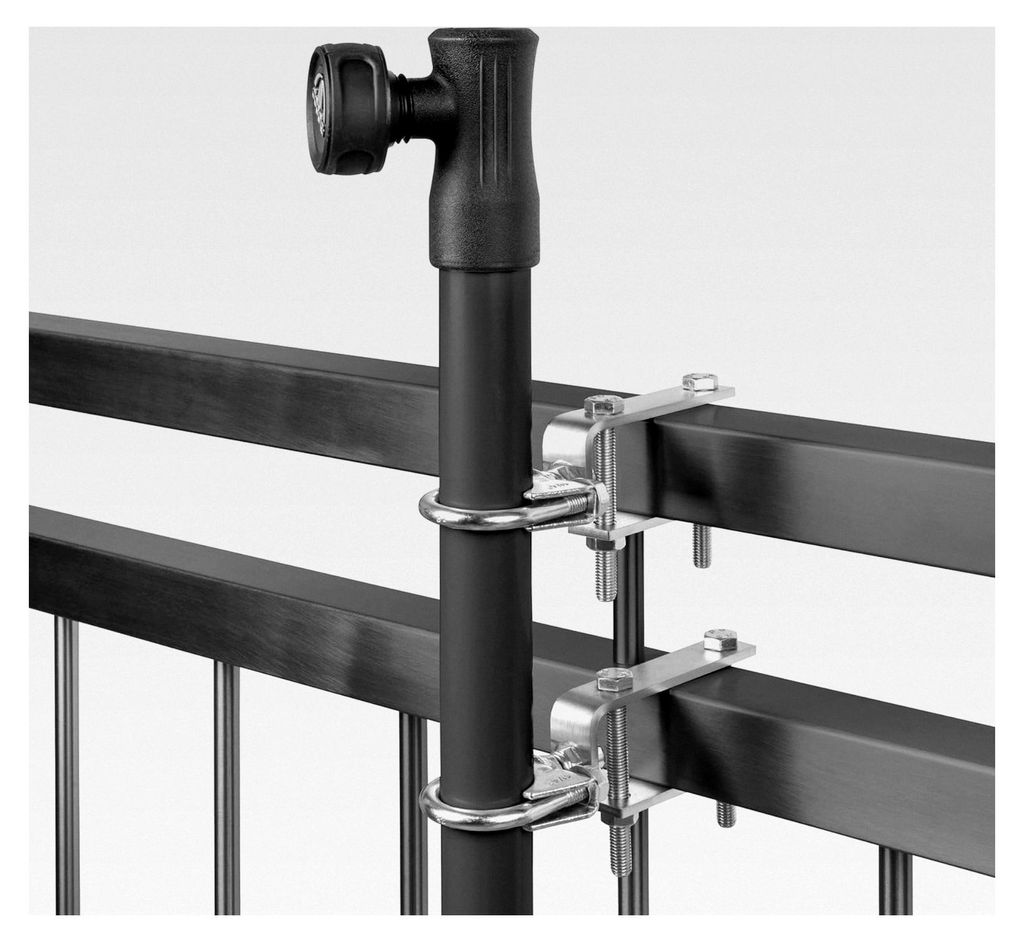 Sonnenschirmhalter 2er Set für breite eckige Balkongeländerprofile bis maximal 70 x 70 mm aus Metall Typ Juliette