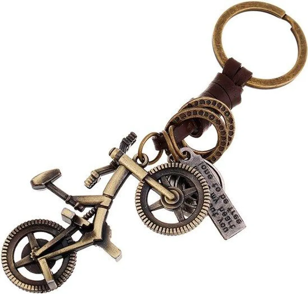 Porte-clés Allecto en métal et cuir marron au look rétro vélo vintage