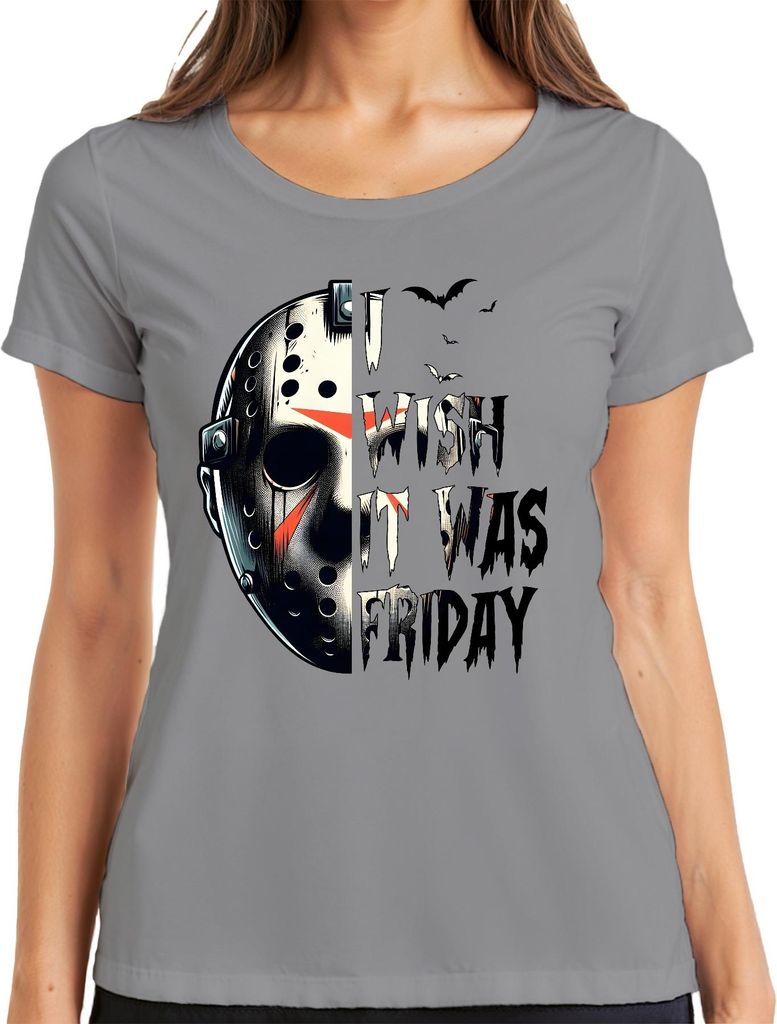 Jason Eishockeymaske Horror Slasher Halloween Grusel Vintage Damen T-Shirt, Grau, XL