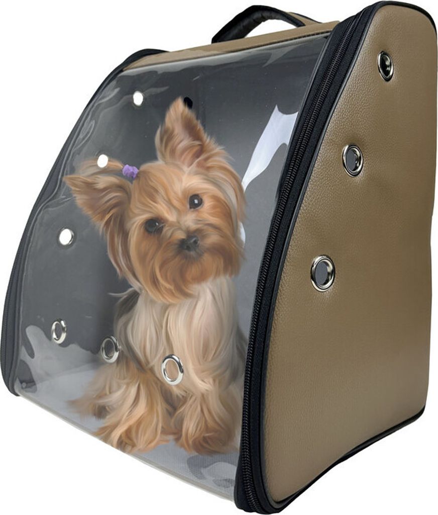 EVE Textile Hunderucksack Katzenrucksack Haustierrucksack 42x35x27 cm Braun Hundetasche Rucksack Atmungsaktiv zugelassen von Fluggesellschaften