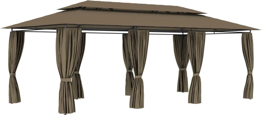 Pavillon mit Vorhängen 600x298x270 cm Taupe 180 g/m²