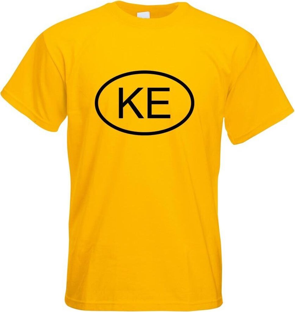 Kiwistar - T-Shirt - gelb - Kenia KE Motiv Bedruckt Funshirt Design Print - mit Motiv Bedruckt - Funshirt Design - Sport - Freizeit - Herren - S