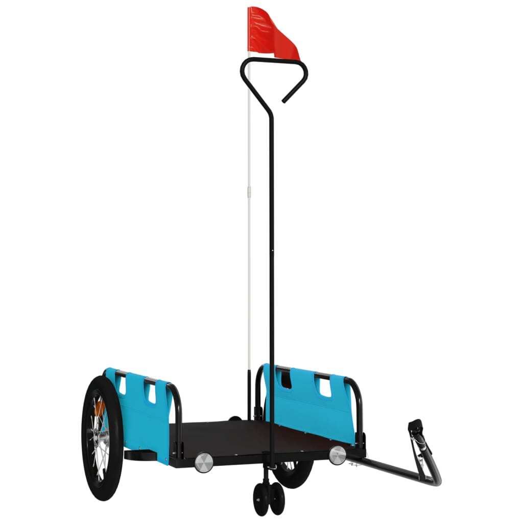 vidaXL Rimorchio per bicicletta blu Tessuto Oxford e ferro Immagine del prodotto 