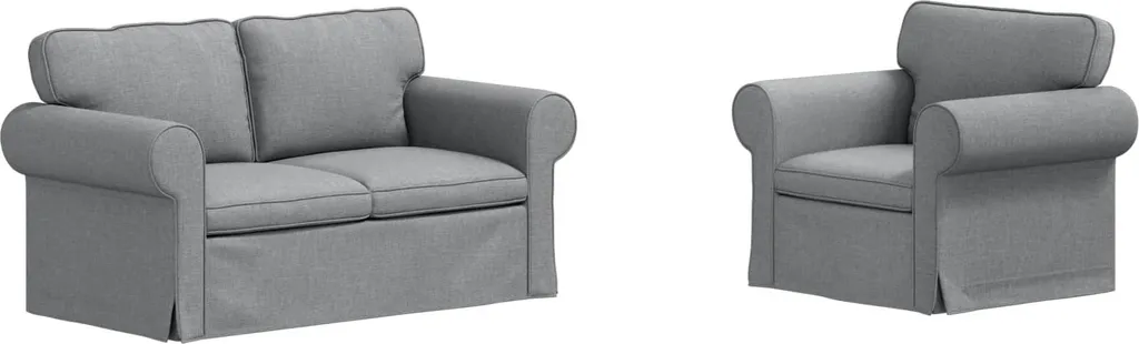 Ensemble de canapés vidaXL 2 pièces tissu gris clair 155 x 82 x 80 cm