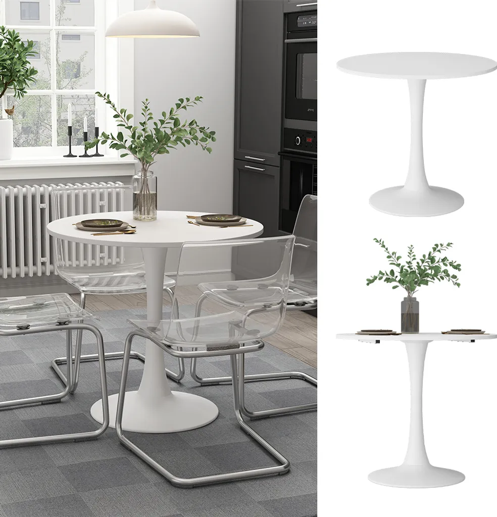 Table carrée blanche Vicco Carl 80x80 pour petite salle à manger - 2