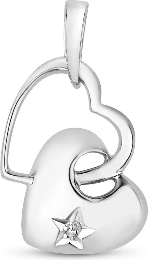 Pendentif Coeur Or Blanc 375/1000 et Diamant Brillant 22mm TRS28629KW