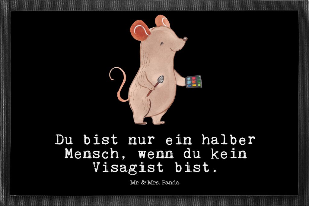 Mr. & Mrs. Panda Schmutzfangmatte Visagist Herz 50 x 75 cm - Schwarz - Geschenk, Kosmetiker, Fussmatte, Beauty Salon, Schmutzmatte, fußmatte, Spru...