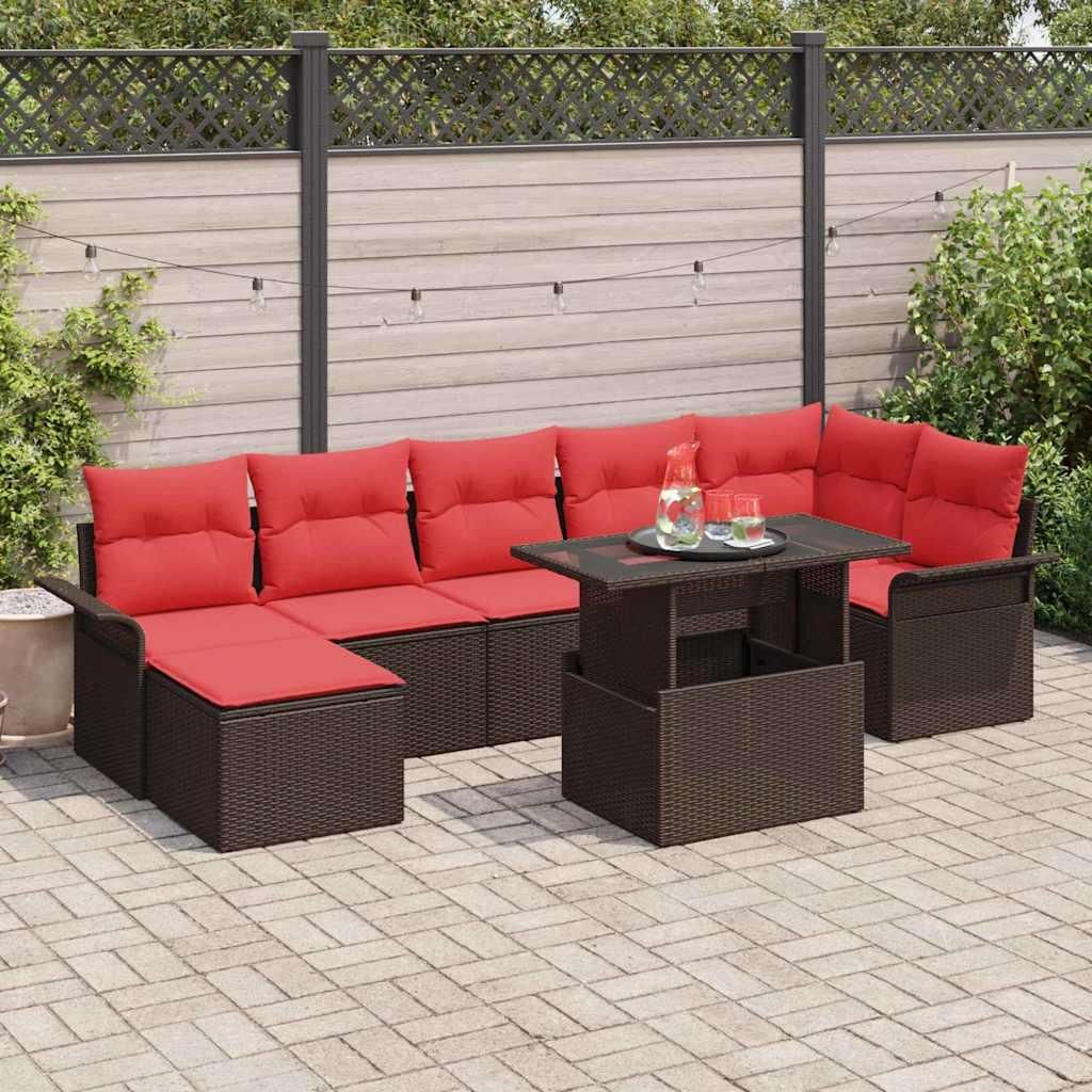 Möbel Sofa Set mit Kissen 8 pcs Braun Poly-RattanGartenmöbelgarnituren - Gartenmöbelgarnituren c91