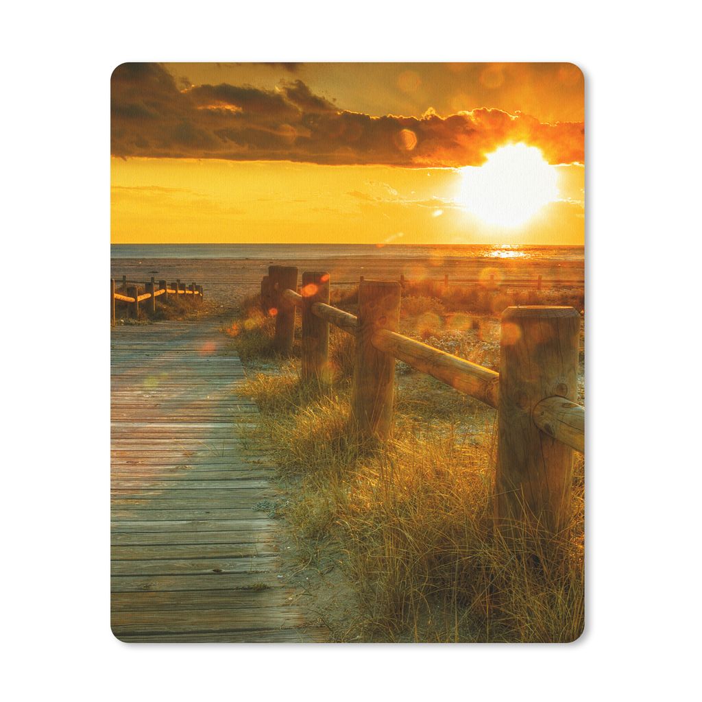 MuchoWow Mauspad Mousepad Sonne - Strand - Düne - Horizont - Gras - Weg - Orange 19x23 cm - Mousepads - Maus Mat - Pad - Mausunterlage - Mauspad...