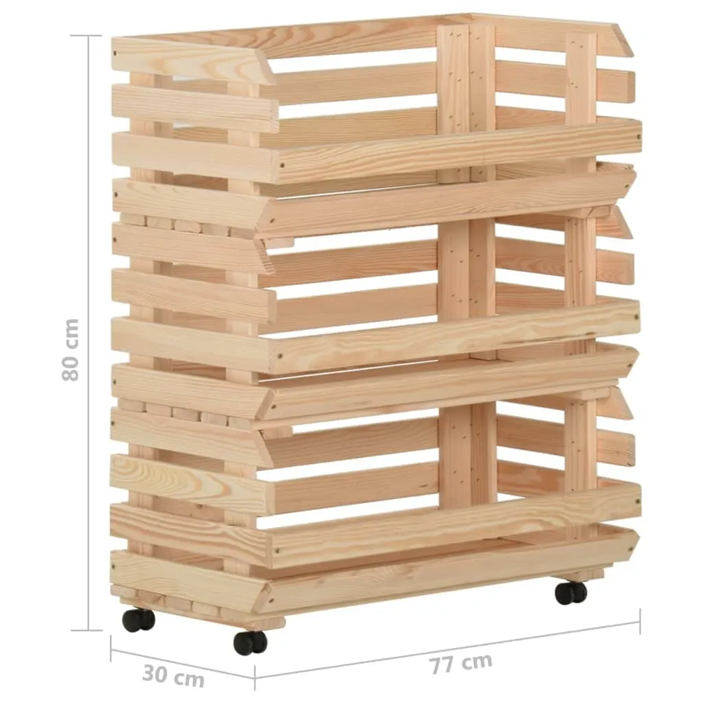 Carrello Portafrutta e Verdura Legno Pino 77x30x80 cm Salvaspazio - 10