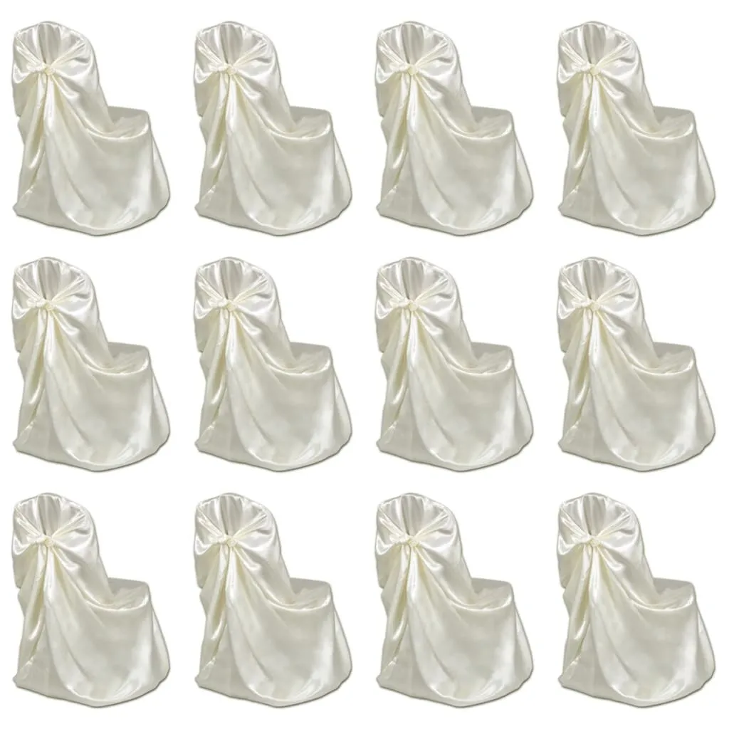 Coprisedie Matrimonio Crema 12 pz | Fodere Eleganti per Banchetti - 1