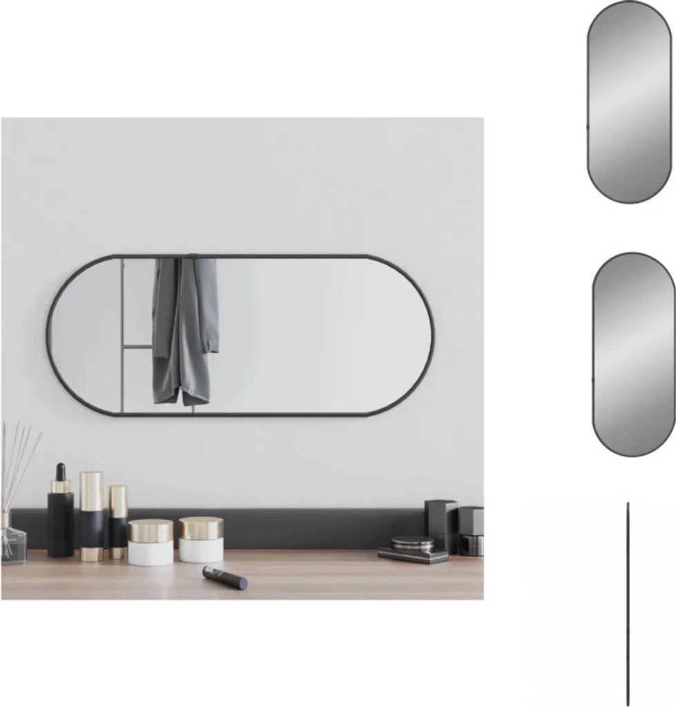 Specchio Ovale vidaXL 60x25 cm Nero | Arredo Minimal e Funzionale
