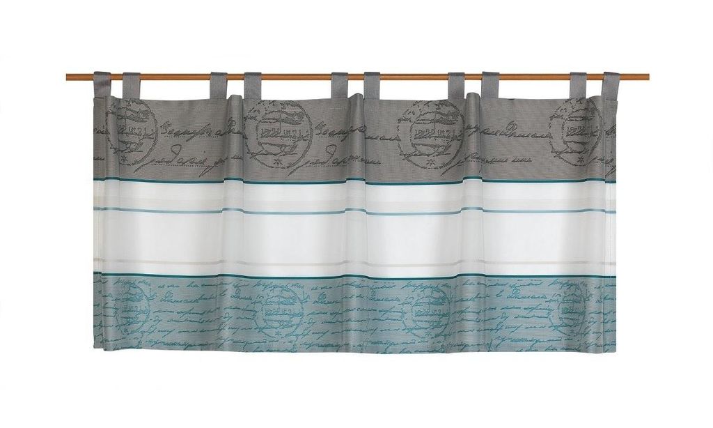Design Schlaufen-Scheibengardine weiß/petrol/grau 2288 BxH Produktbild 