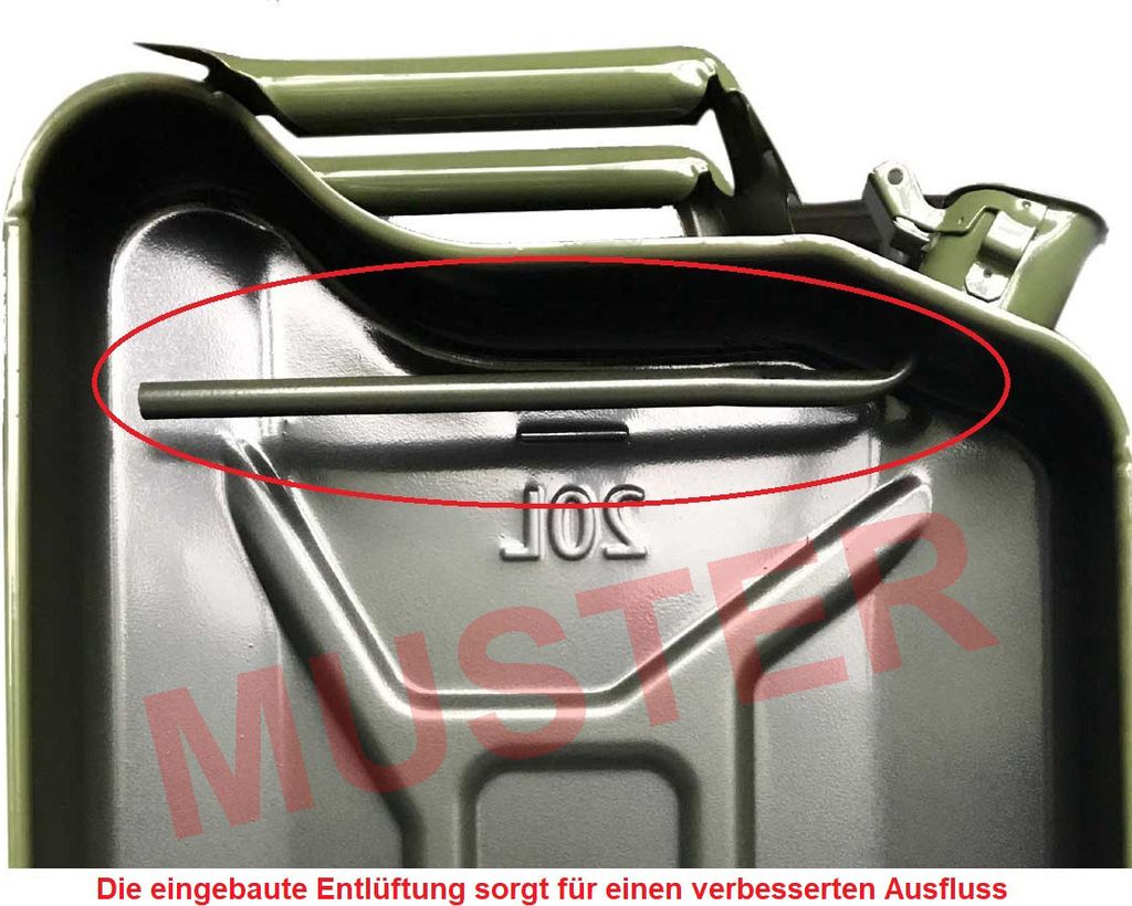 2x Benzinkanister Kraftstoffkanister Metall 20 Liter Produktbild 6