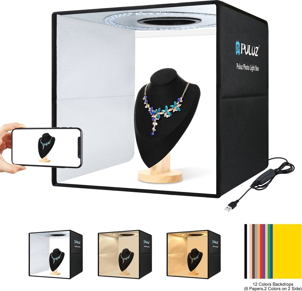 PULUZ PU5041B 40 * 40 * 40 cm faltbares LED-Lichtzelt fuer Produktbild 