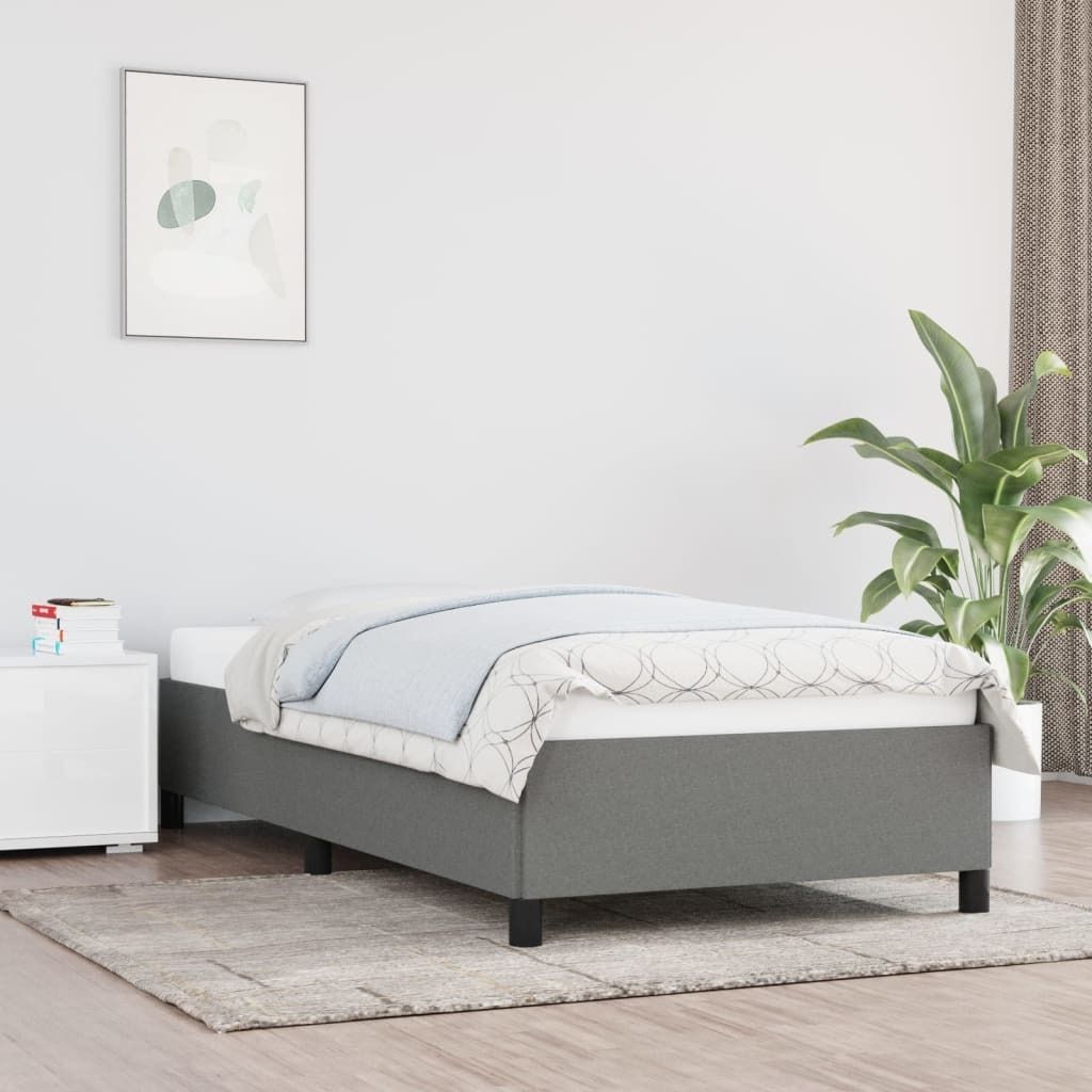 "Rabatt" Bettgestell Komfort - mit Lattenrost - ohne Matratze - Dunkelgrau 100x200 cm Stoff - Klassische Betten CC15707