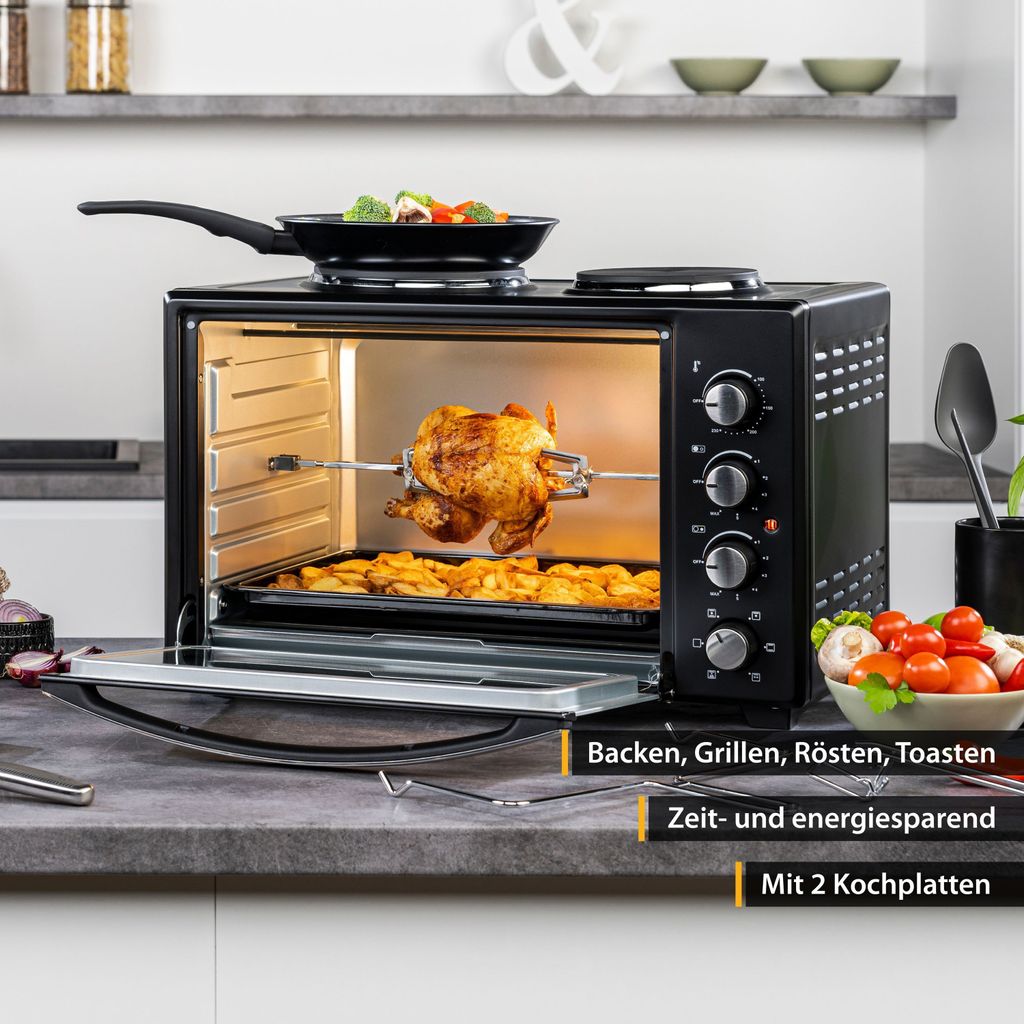 TZS First Austria Minibackofen mit Kochplatten und Umluft, Produktbild 3