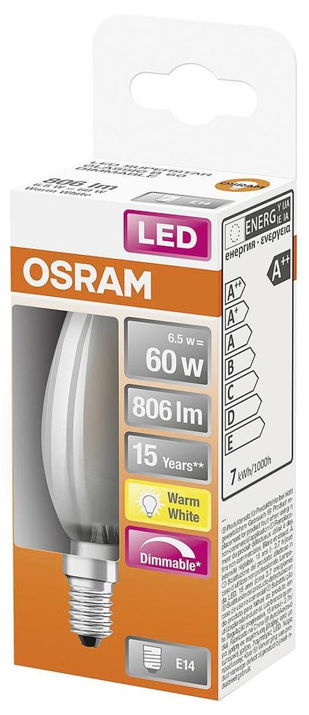 OSRAM Lampada LED a filamento dimmerabile con base E14, Immagine del prodotto 